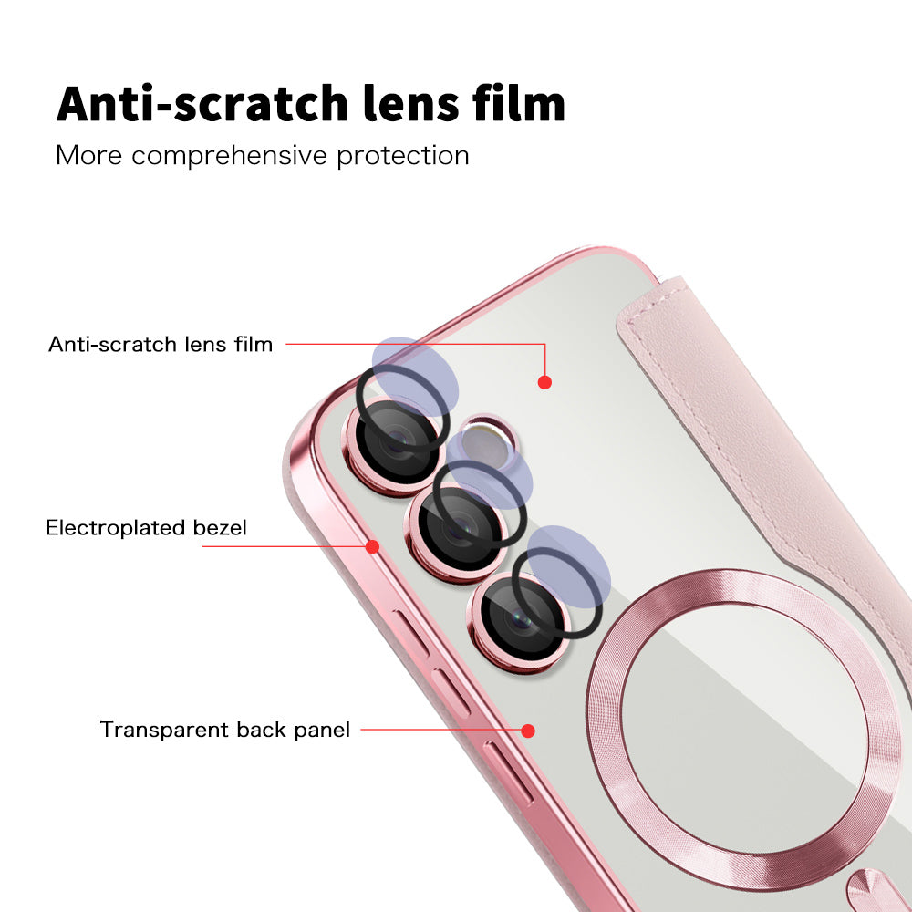 MagSafe-hoes voor Samsung Galaxy S24+ S926, Techsuit, SmartMag Book, Roze
