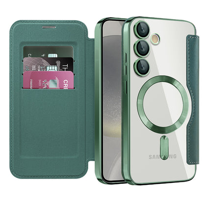 Coque MagSafe pour Samsung Galaxy S24+ S926, Techsuit, SmartMag Book, Vert