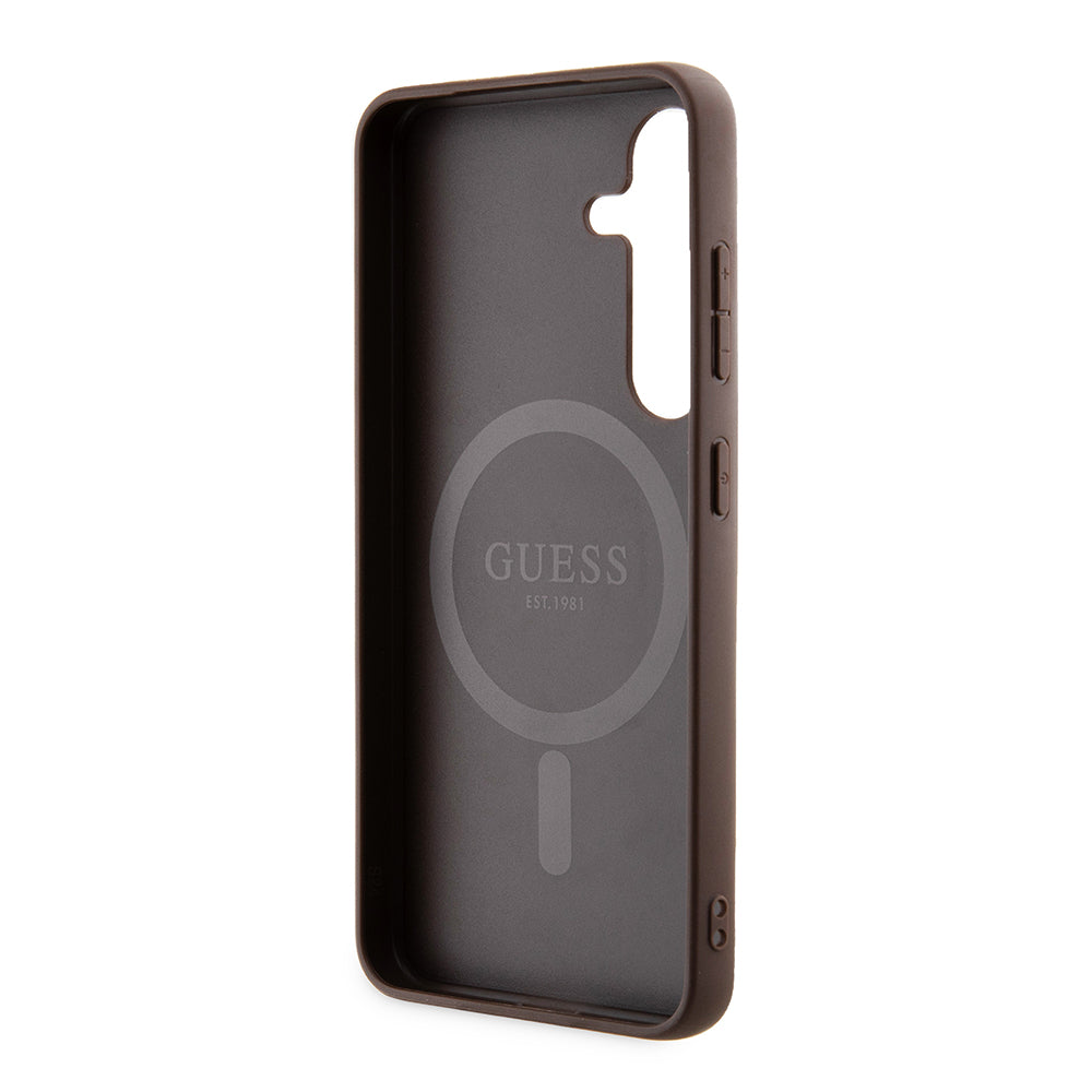 Housse MagSafe pour Samsung Galaxy S24 S921, Guess, Collection 4G, Marron