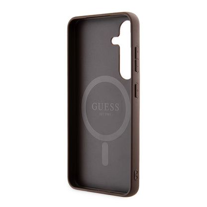 Housse MagSafe pour Samsung Galaxy S24 S921, Guess, Collection 4G, Marron