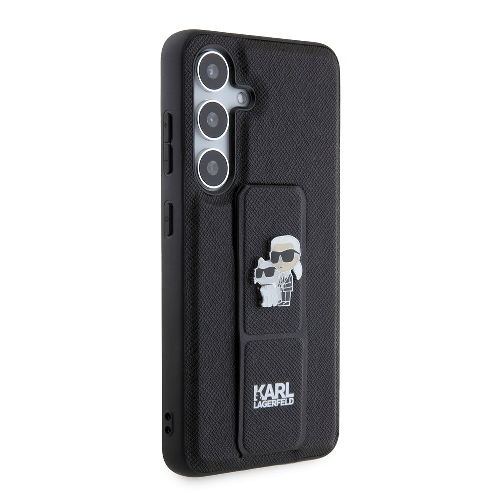 MagSafe Case for Samsung Galaxy S24 S921, Karl Lagerfeld, Saffiano Gripstand Karl & Choupette, Black