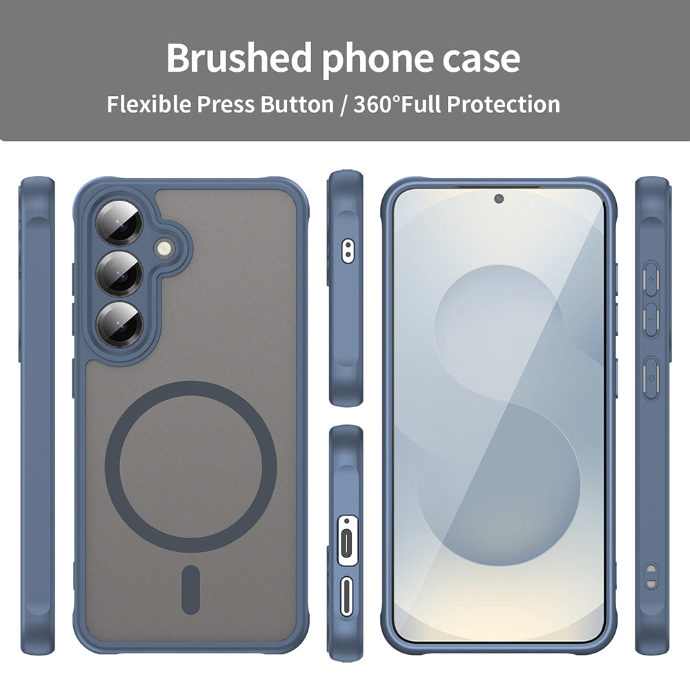 Coque MagSafe pour Samsung Galaxy S24 S921, Techsuit, HaloFrost II, Bleu marine