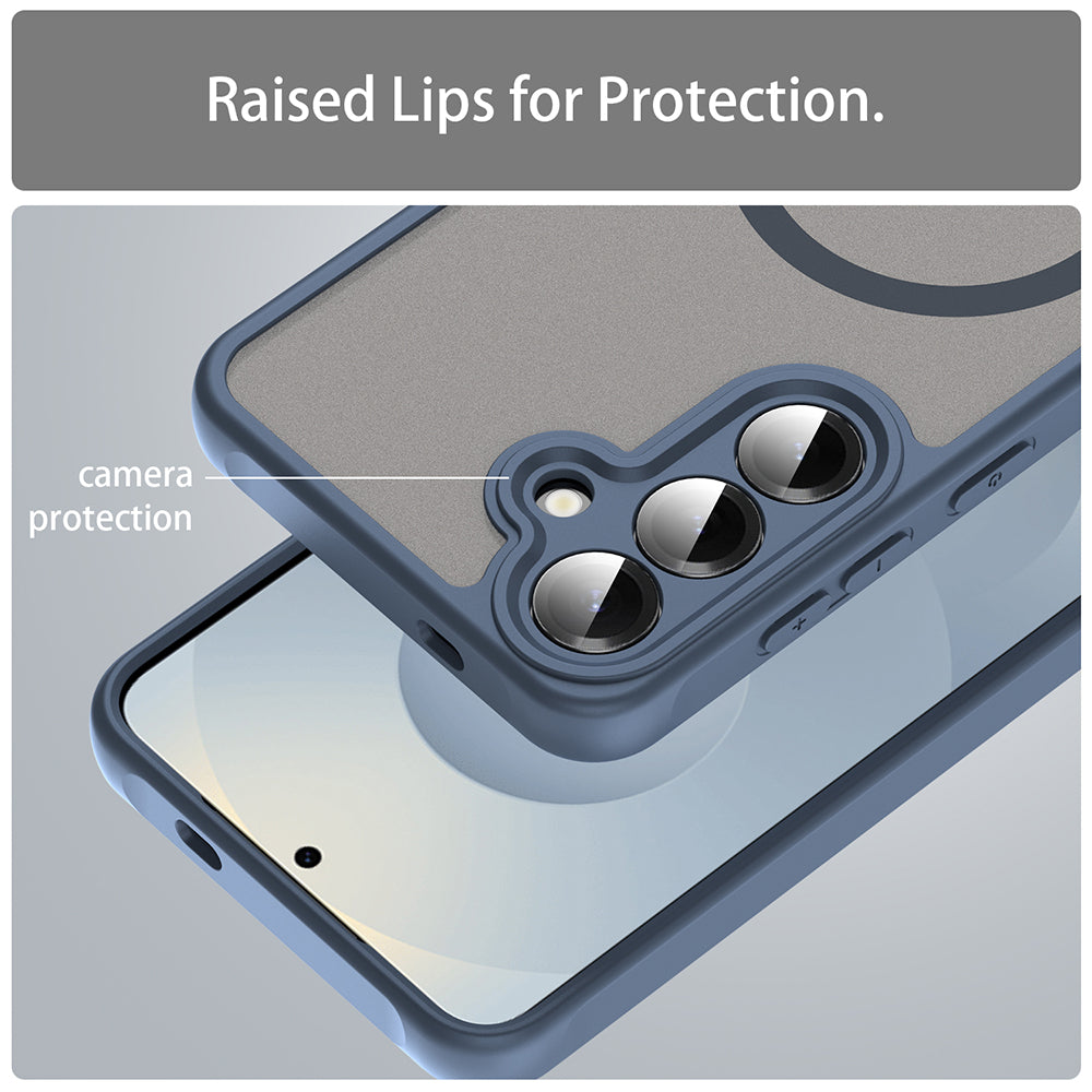 Coque MagSafe pour Samsung Galaxy S24 S921, Techsuit, HaloFrost II, Bleu marine