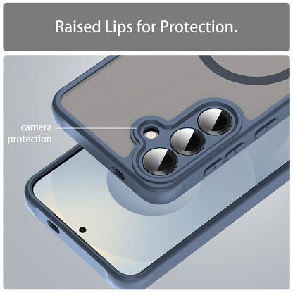 Coque MagSafe pour Samsung Galaxy S24 S921, Techsuit, HaloFrost II, Bleu marine