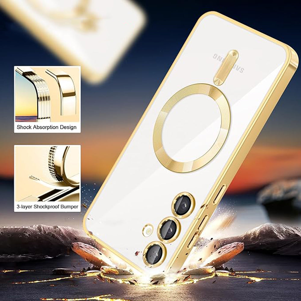 Coque MagSafe pour Samsung Galaxy S24 S921, Techsuit, Luxury Crystal, Rose