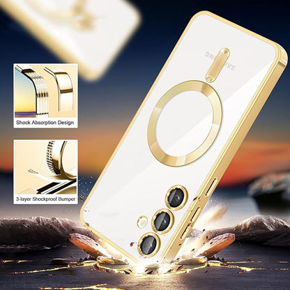 Coque MagSafe pour Samsung Galaxy S24 S921, Techsuit, Luxury Crystal, Rose