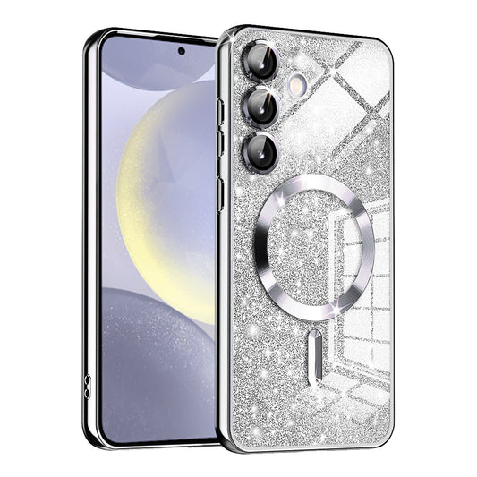 MagSafe-hoesje voor Samsung Galaxy S24 S921, Techsuit, Luxury Glitter, Zilver