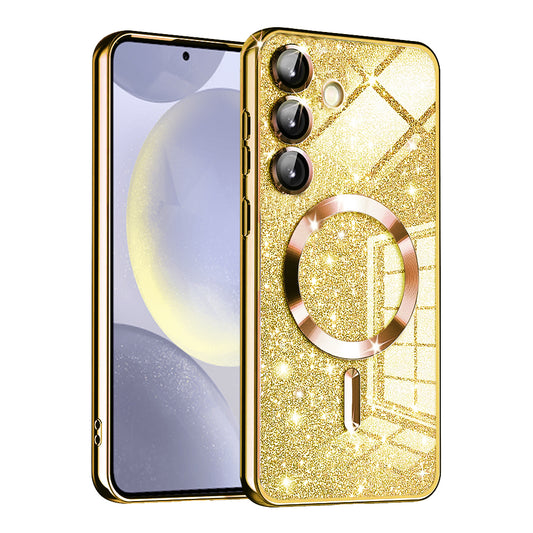MagSafe-hoesje voor Samsung Galaxy S24 S921, Techsuit, Luxury Glitter, Goud