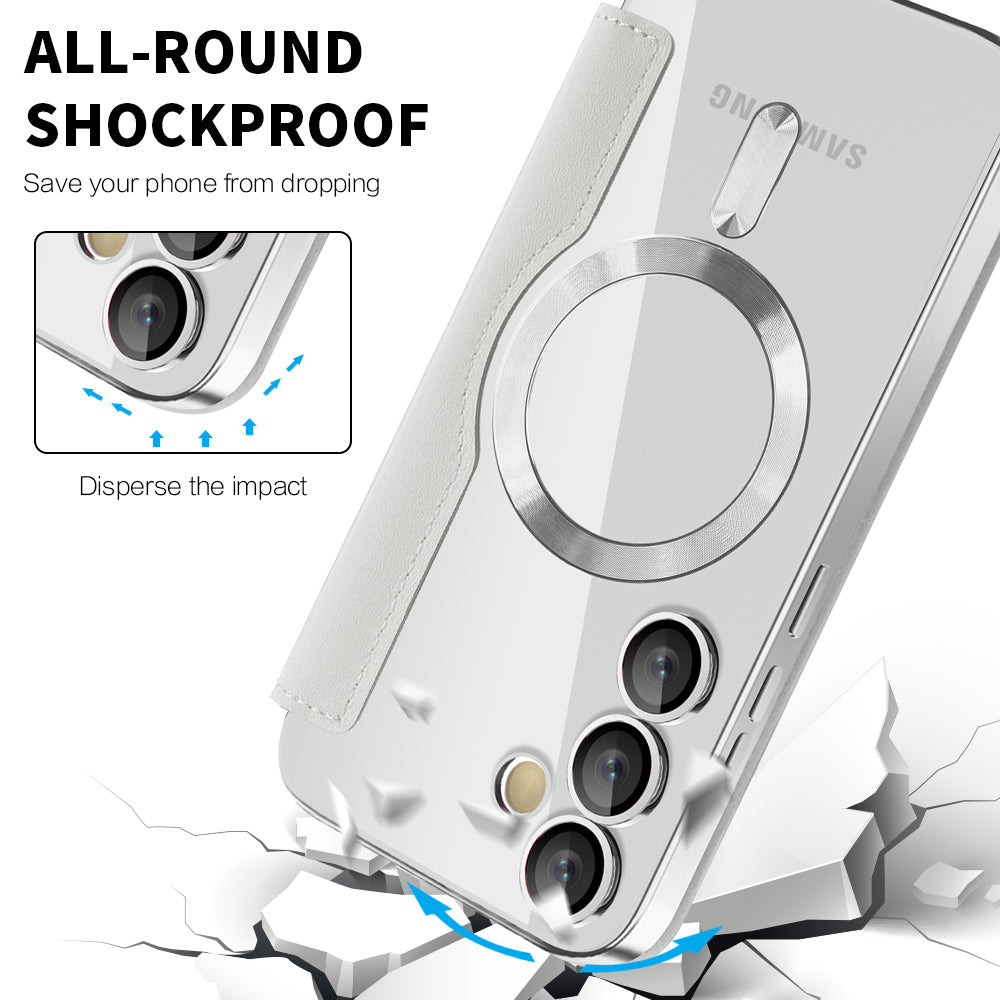 MagSafe-hoes voor Samsung Galaxy S24 S921, Techsuit, SmartMag Book, Grijs