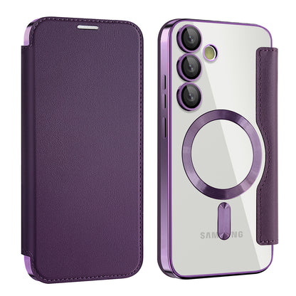 Coque MagSafe pour Samsung Galaxy S24 S921, Techsuit, SmartMag Book, Violet