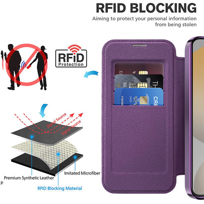 Coque MagSafe pour Samsung Galaxy S24 S921, Techsuit, SmartMag Book, Violet