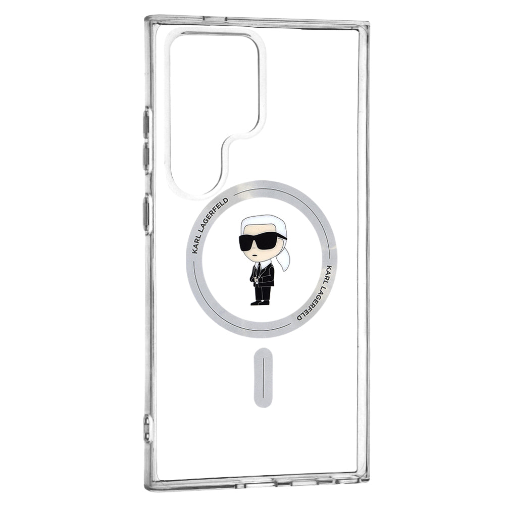 MagSafe hoesje voor Samsung Galaxy S24 Ultra S928, Karl Lagerfeld, IML Ikonik Karl, Transparant