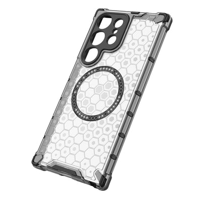 Coque MagSafe pour Samsung Galaxy S24 Ultra S928, Techsuit, HoneyComb Shield, Blanche