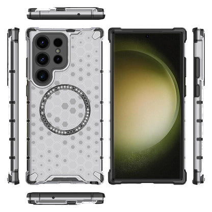 Coque MagSafe pour Samsung Galaxy S24 Ultra S928, Techsuit, HoneyComb Shield, Blanche