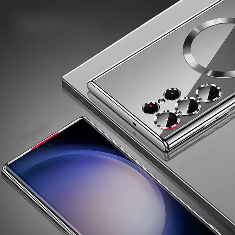 MagSafe-Hülle für Samsung Galaxy S24 Ultra S928, Techsuit, Luxury Crystal, Silber