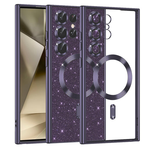 Coque MagSafe pour Samsung Galaxy S24 Ultra S928, Techsuit, Luxury Glitter, Violet Foncé