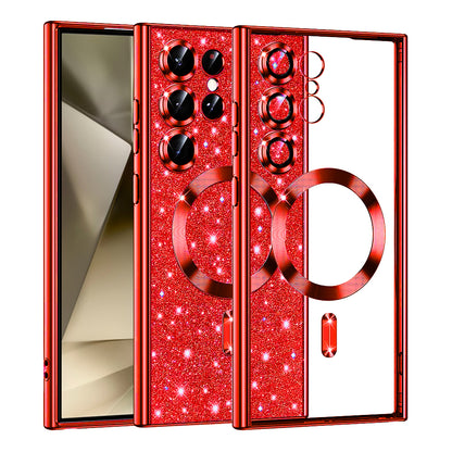 Coque MagSafe pour Samsung Galaxy S24 Ultra S928, Techsuit, Luxury Glitter, Rouge