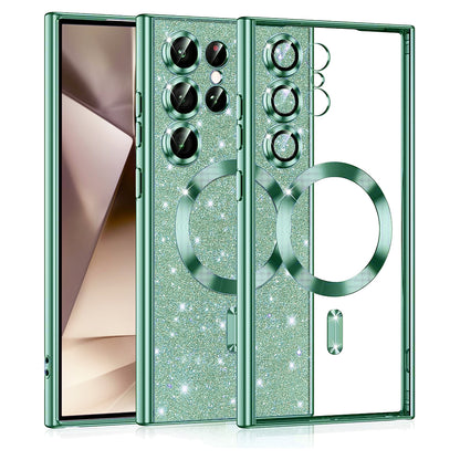 Coque MagSafe pour Samsung Galaxy S24 Ultra S928, Techsuit, Luxury Glitter, Vert Clair