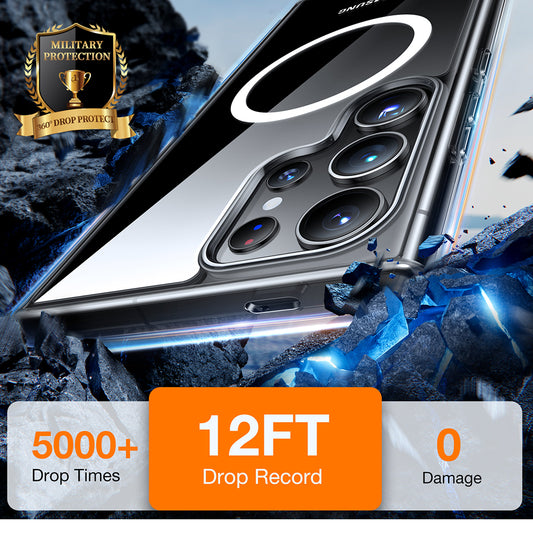 Coque MagSafe pour Samsung Galaxy S24 Ultra S928, Torras, Diamond, Transparente