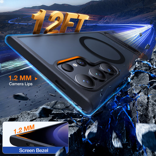 Coque MagSafe pour Samsung Galaxy S24 Ultra S928, Torras, Pstand, Noire