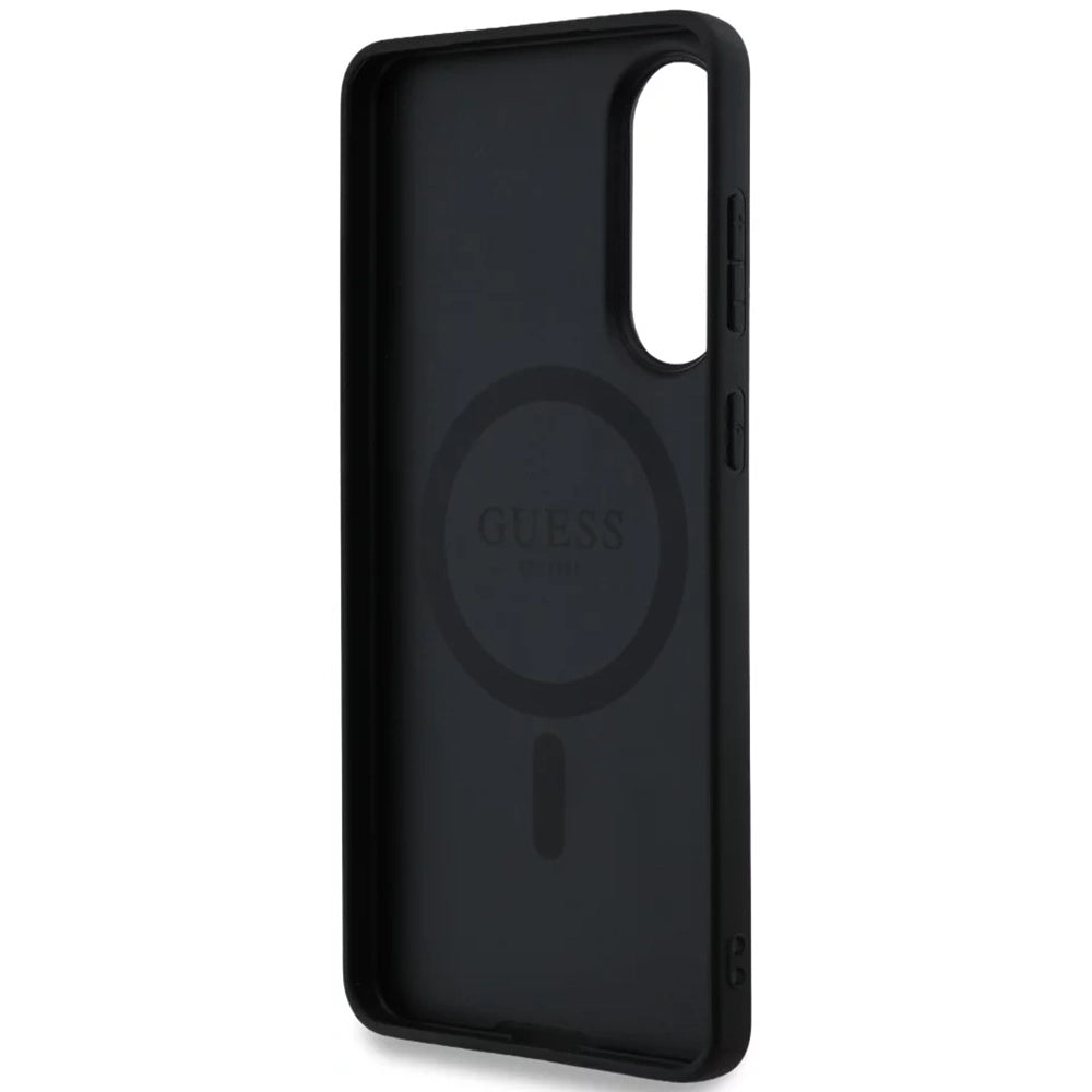 MagSafe Hülle für Samsung Galaxy S25 Edge S937, Guess, 4G Ring Classic Logo, Schwarz