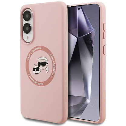 Étui MagSafe pour Samsung Galaxy S25 Edge S937, Karl Lagerfeld, Silicone Double Heads, Rose