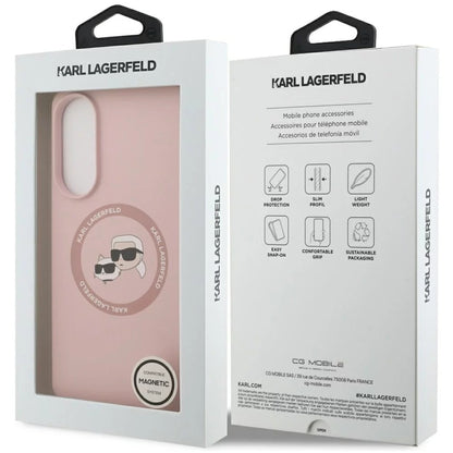 Étui MagSafe pour Samsung Galaxy S25 Edge S937, Karl Lagerfeld, Silicone Double Heads, Rose