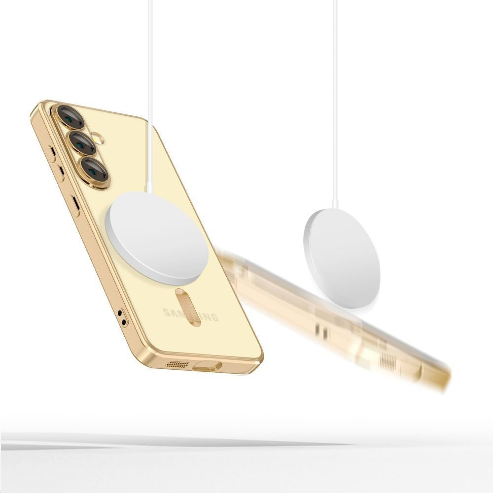 Coque MagSafe pour Samsung Galaxy S25 Edge S937, Techsuit, Luxury Crystal, Dorée