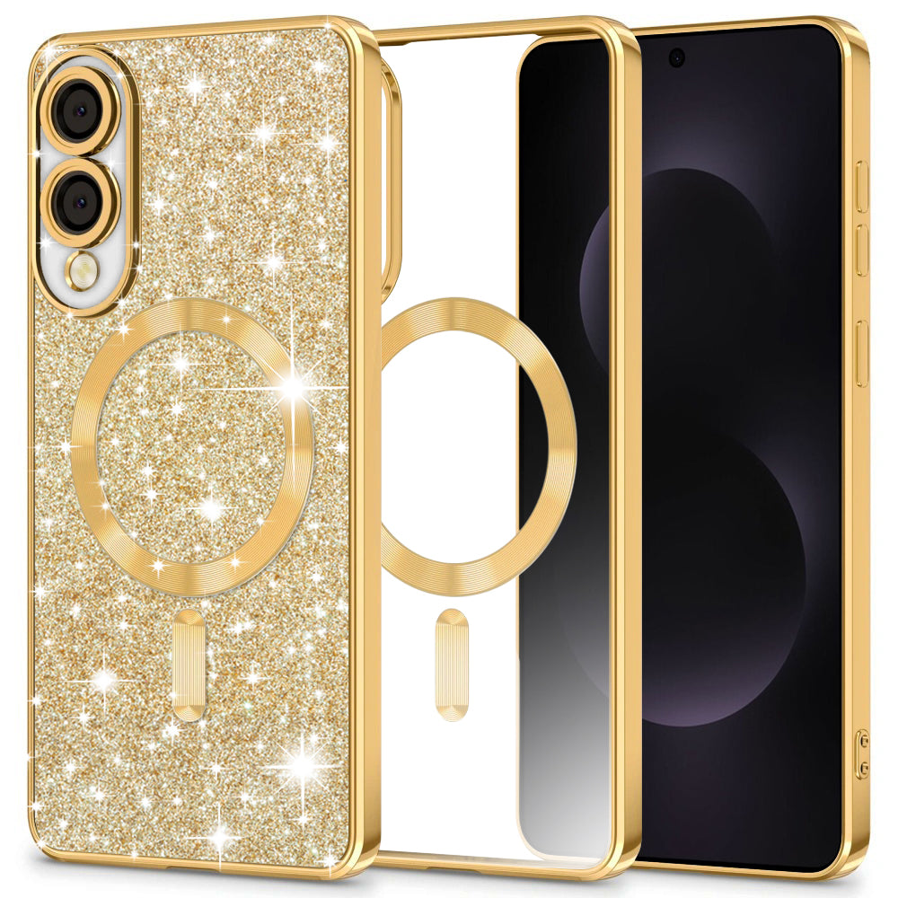 MagSafe-Hülle für Samsung Galaxy S25 Edge S937, Techsuit, Luxury Glitter, Gold