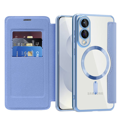 Coque MagSafe pour Samsung Galaxy S25 Edge S937, Techsuit, SmartMag Book, Bleu