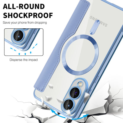 Coque MagSafe pour Samsung Galaxy S25 Edge S937, Techsuit, SmartMag Book, Bleu