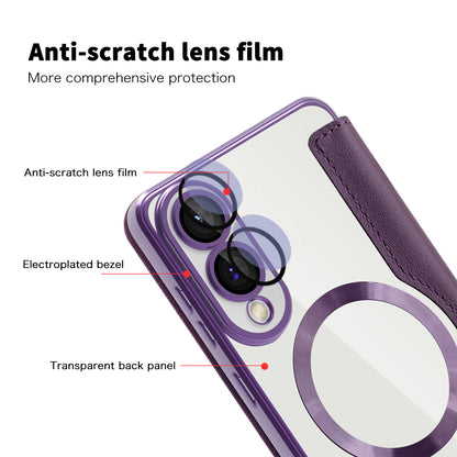 Coque MagSafe pour Samsung Galaxy S25 Edge S937, Techsuit, SmartMag Book, Violet