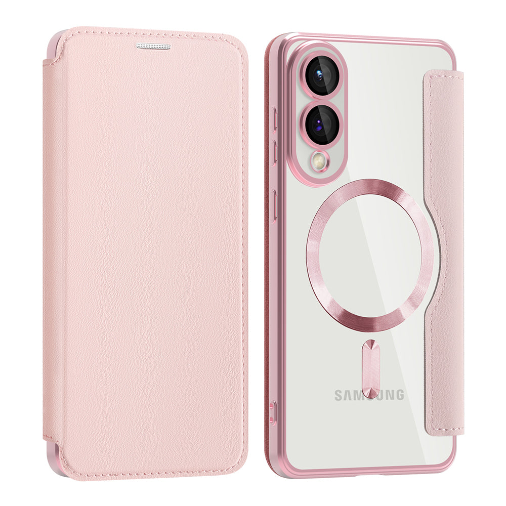 Coque MagSafe pour Samsung Galaxy S25 Edge S937, Techsuit, SmartMag Book, Rose