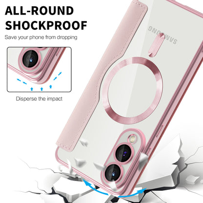 Coque MagSafe pour Samsung Galaxy S25 Edge S937, Techsuit, SmartMag Book, Rose