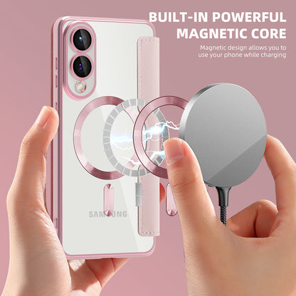 Coque MagSafe pour Samsung Galaxy S25 Edge S937, Techsuit, SmartMag Book, Rose