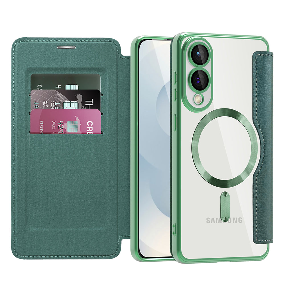 MagSafe Case for Samsung Galaxy S25 Edge S937, Techsuit, SmartMag Book, Green