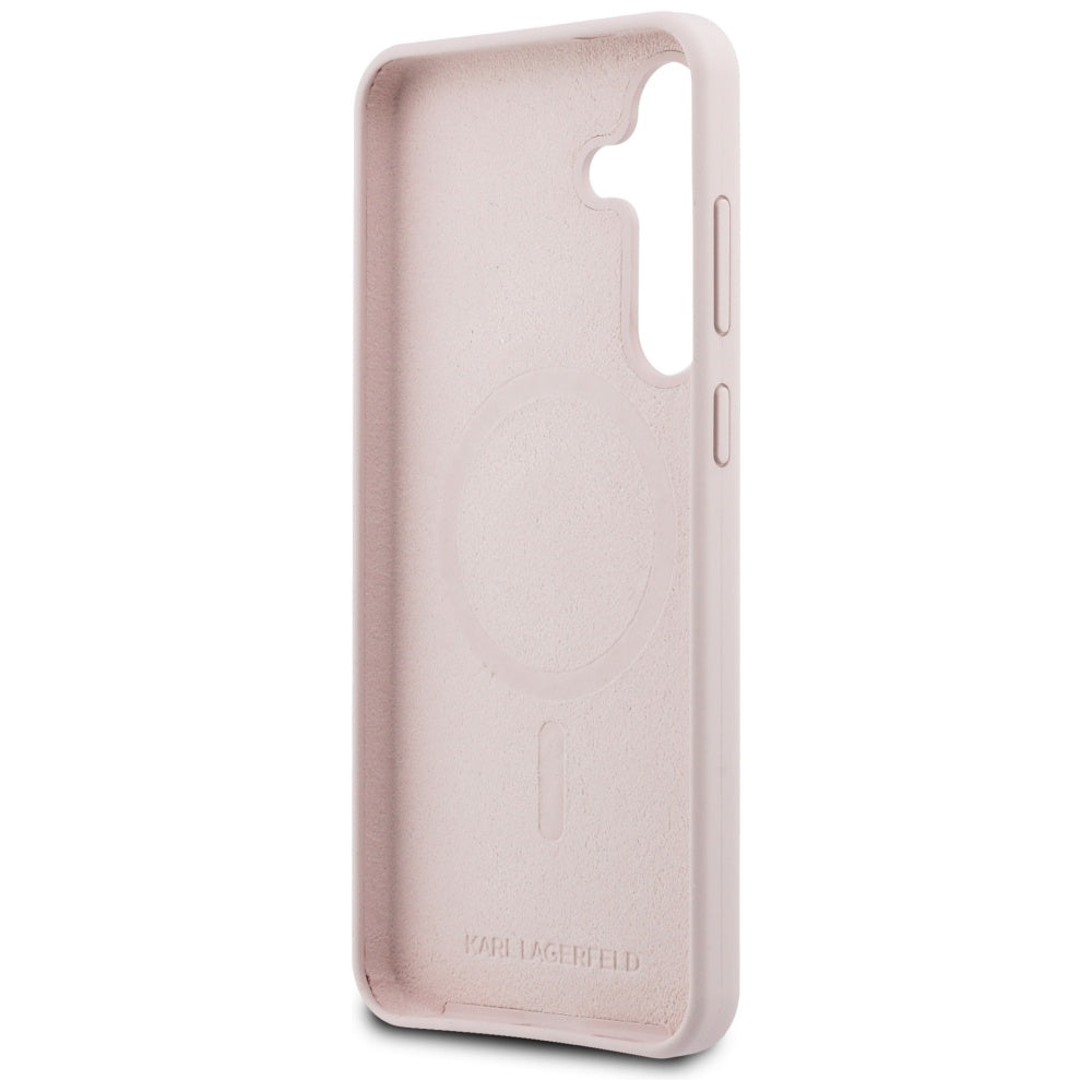 MagSafe Hülle für Samsung Galaxy S25 FE, Karl Lagerfeld, Silikon Karl & Choupette's Köpfe, Rosa