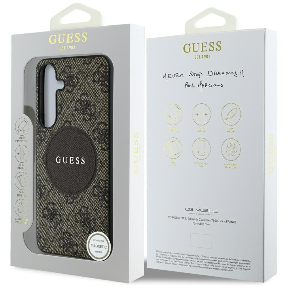 MagSafe hoesje voor Samsung Galaxy S25+ S936, Guess, 4G Circle Classic Logo, Bruin