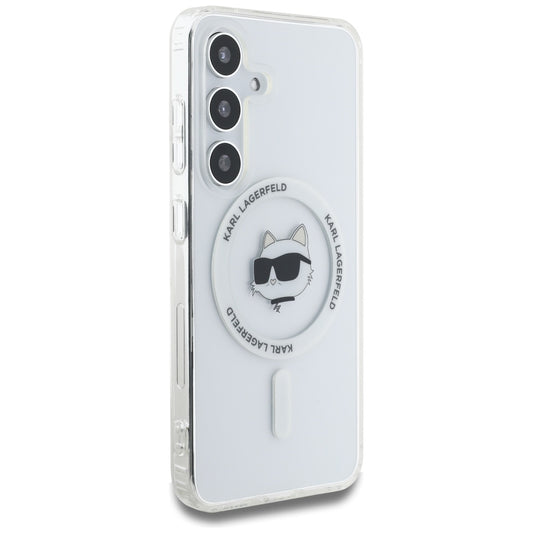 Coque MagSafe pour Samsung Galaxy S25+ S936, Karl Lagerfeld, IML Choupette's Head, Blanche
