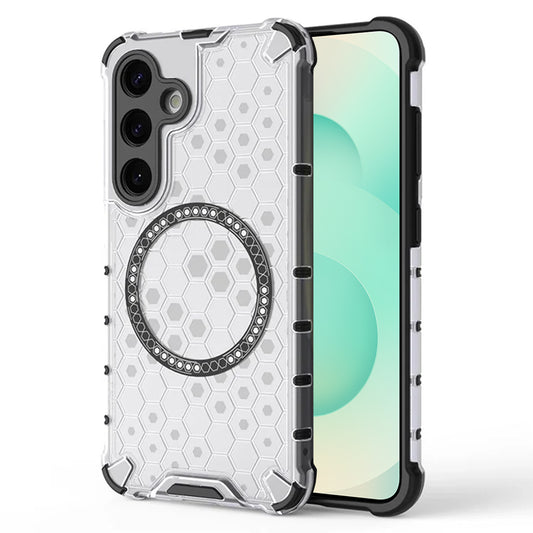 Coque MagSafe pour Samsung Galaxy S25+ S936, Techsuit, HoneyComb Shield, Blanche