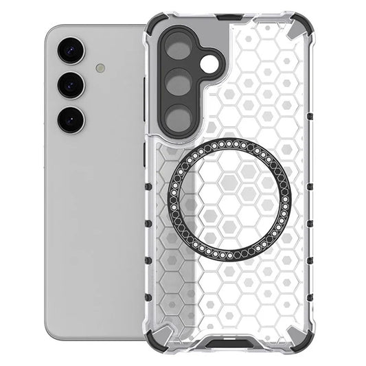 Coque MagSafe pour Samsung Galaxy S25+ S936, Techsuit, HoneyComb Shield, Blanche