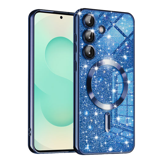 MagSafe-hoes voor Samsung Galaxy S25+ S936, Techsuit, Luxury Glitter, Donkerblauw