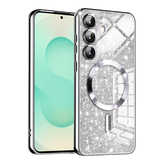 MagSafe-hoesje voor Samsung Galaxy S25+ S936, Techsuit, Luxury Glitter, Zilver