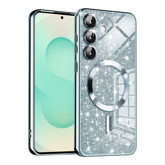 MagSafe-Hülle für Samsung Galaxy S25+ S936, Techsuit, Luxury Glitter, Blau