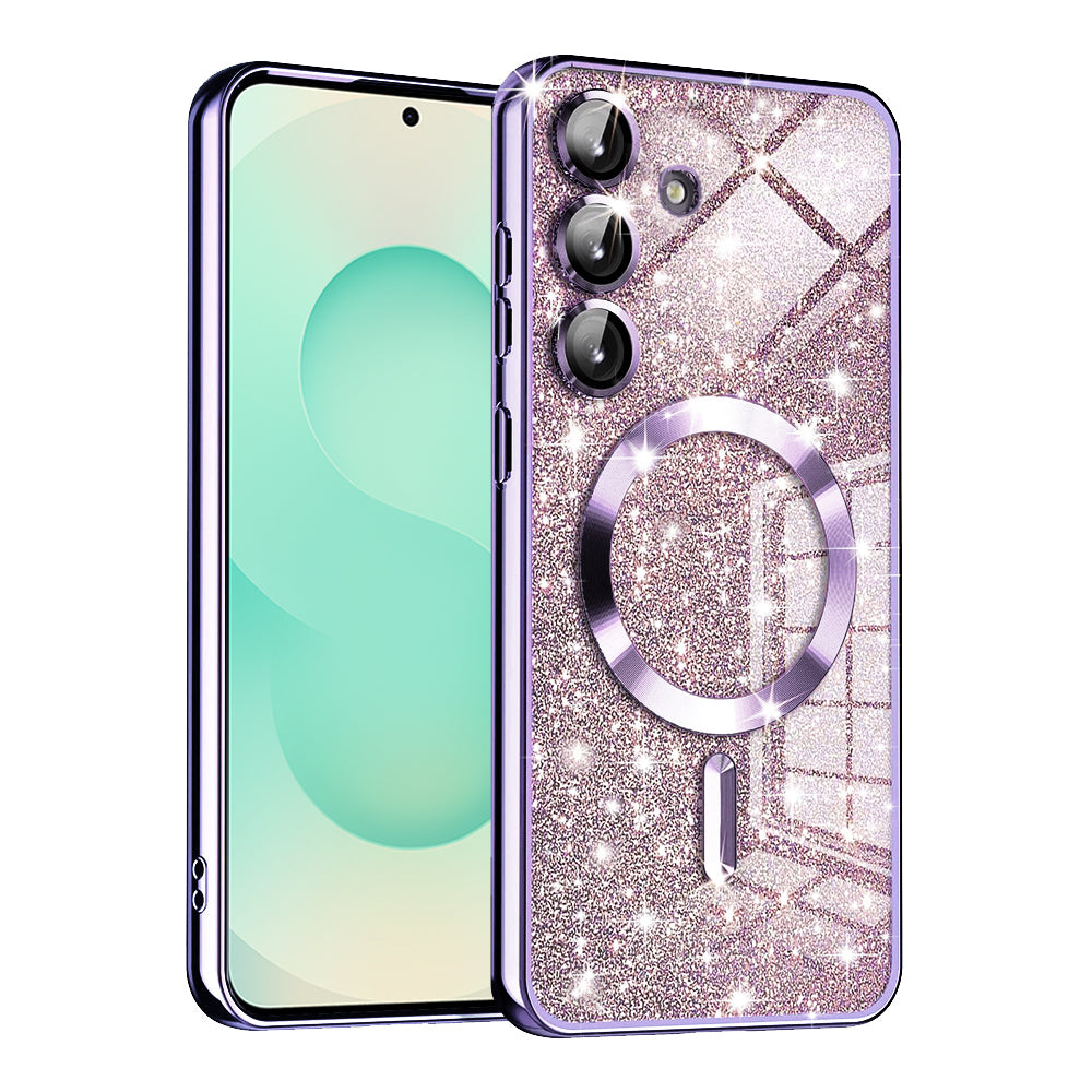 Coque MagSafe pour Samsung Galaxy S25+ S936, Techsuit, Luxury Glitter, Violet Clair