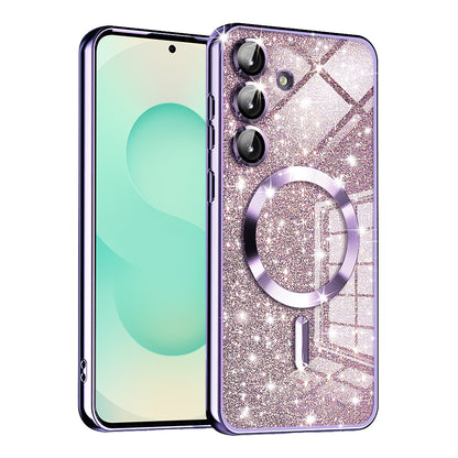 Coque MagSafe pour Samsung Galaxy S25+ S936, Techsuit, Luxury Glitter, Violet Clair
