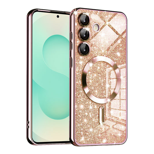 MagSafe-Hülle für Samsung Galaxy S25+ S936, Techsuit, Luxury Glitter, Roségold