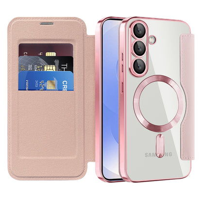 Coque MagSafe pour Samsung Galaxy S25+ S936, Techsuit, SmartMag Book, Rose