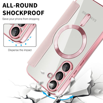 Coque MagSafe pour Samsung Galaxy S25+ S936, Techsuit, SmartMag Book, Rose