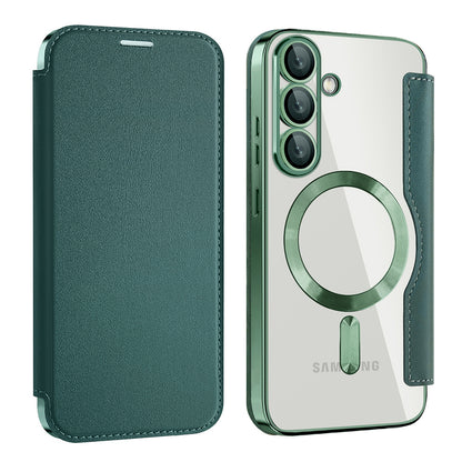 Coque MagSafe pour Samsung Galaxy S25+ S936, Techsuit, SmartMag Book, Vert